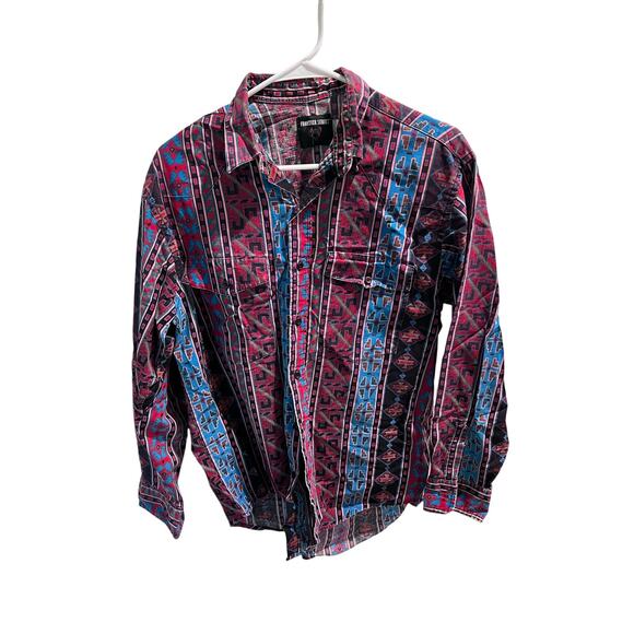 Frontier Series Western Shirt Men’s L Multicolor Aztec Southwest Vintage 90s - Picture 8 of 9